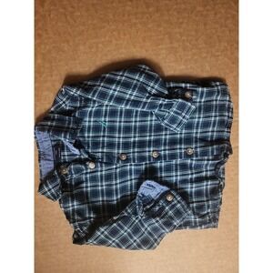 Nautica Toddler Boys Button Up Shirt 12‎ Months Blue Green Plaid
